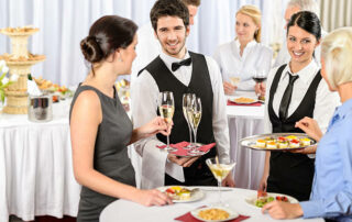 Catering Service At Business Meeting Offer Food Refreshments To Woman